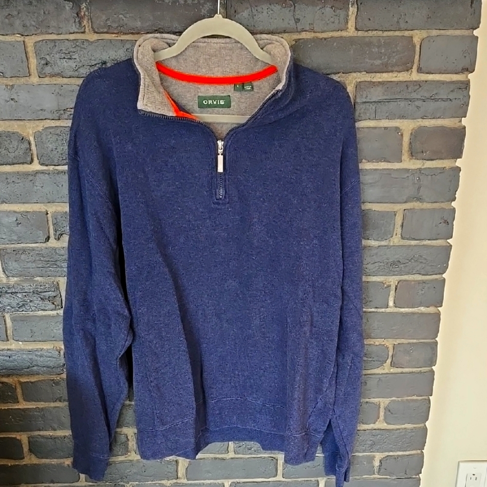 Orvis Men's Blue Quarter-Zip Sweater